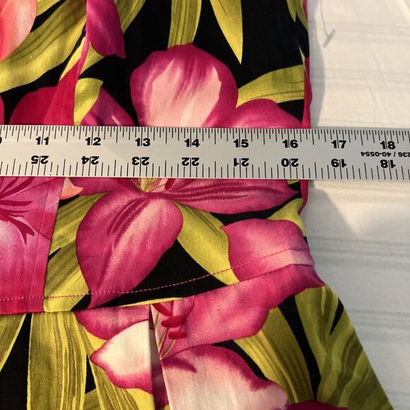 Clues Collection Womens Hawaiian Floral Fit And Flare Dress Size 10 Tropical - Picture 8 of 9